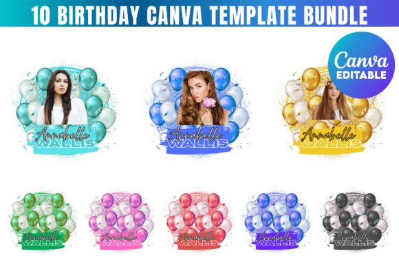 10 Birthday Canva Template Bundle: Instant Party Style
