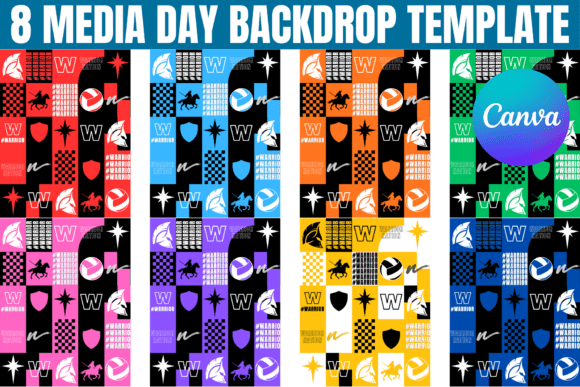 8 Media Day Backdrop Editable Template: Pro Sports Graphics