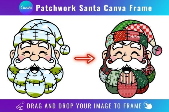 Charming Holiday Frames: The Patchwork Santa Canva Design