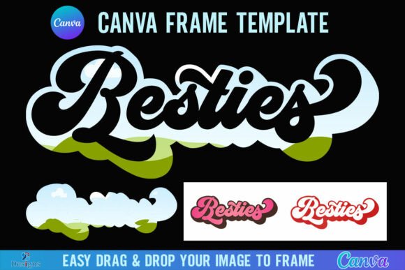 Charming Retro Besties Canva Frame for Nostalgic Designs