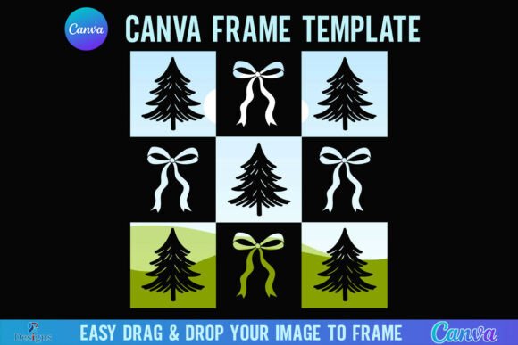 Checkered Christmas Tree Bow Canva Frame: Festive Design Made Simple