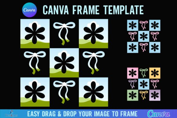 Checkered Daisy Floral Canva Frame Bow: A Design Asset for Elevated Branding