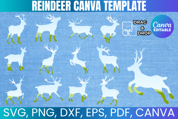 Christmas Reindeer Canva Template: Festive Frames for Instant Holiday Designs