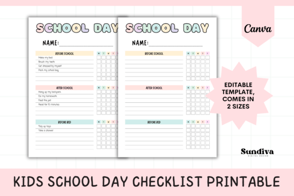 Editable Kids School Day Checklist Canva: Streamlining Your Family's Routine