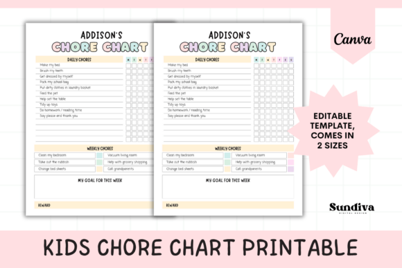 Organize Your Home with Kids Chore Chart Canva Template 1