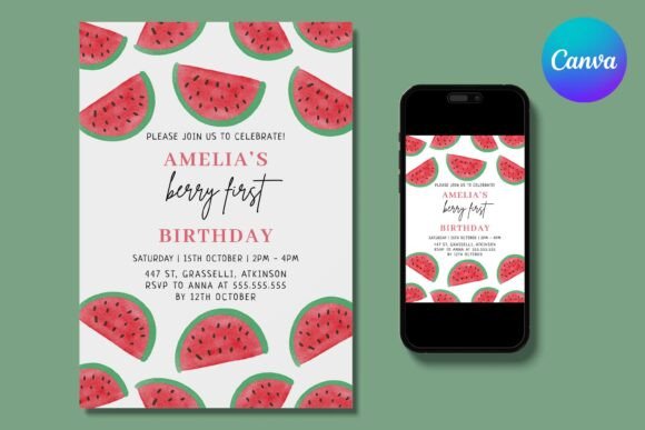 Red Watermelon 1st Birthday Invitation: A Sweet Design for a Big Milestone