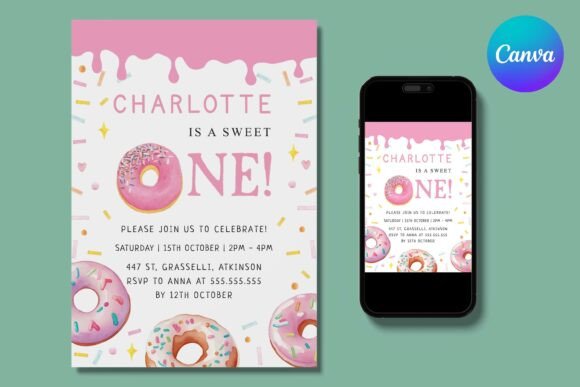 Sweet One Donut Pink Birthday Invitation: A Digital Design Deep Dive