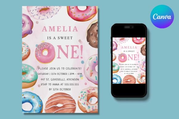 Sweet Style: Designing with a Donut Pink Birthday Invite