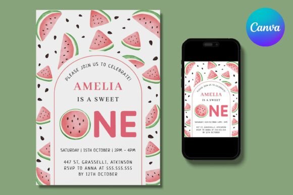 Sweet Watermelon 1st Birthday Invitation: A Lively Choice