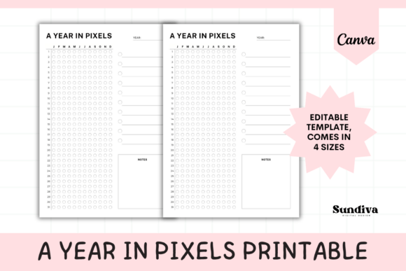 Transform Your Year with the Custom Year in Pixels Canva Template